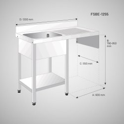 FSBE-1255 Fregadero lavavajillas. Dimensiones