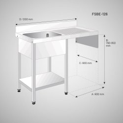 FSBE-126 Fregadero lavavajillas. Dimensiones