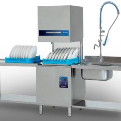 Lavavajillas de cúpula cesta 50x50 - ACG800. Con mesas de prelavado y de salida.