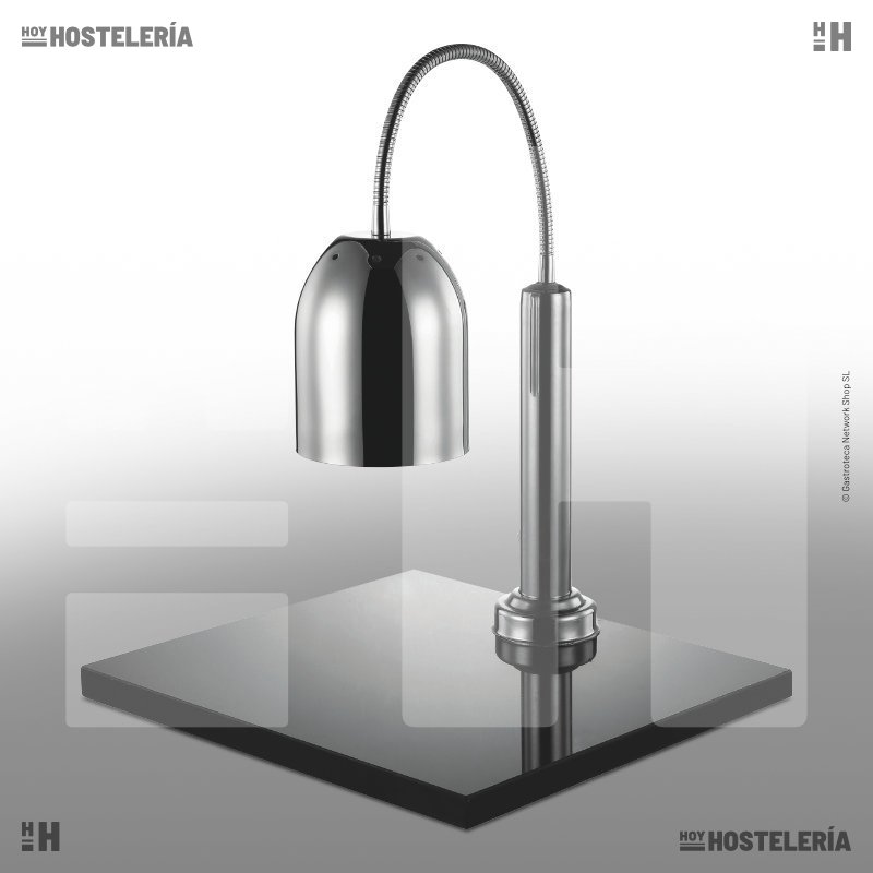 Lámpara calientaplatos de sobremesa. Base de mármol. Pantalla de acero inox. P688260