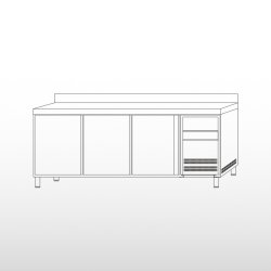 Mesa refrigerada 3 puertas, fondo 600 - MPS200