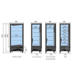 Dimensiones vitrinas MARILYN 650